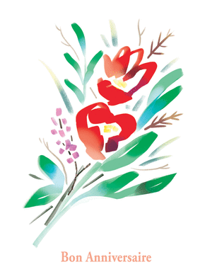 Carte anniversaire Bon anniversaire bouquet rouge